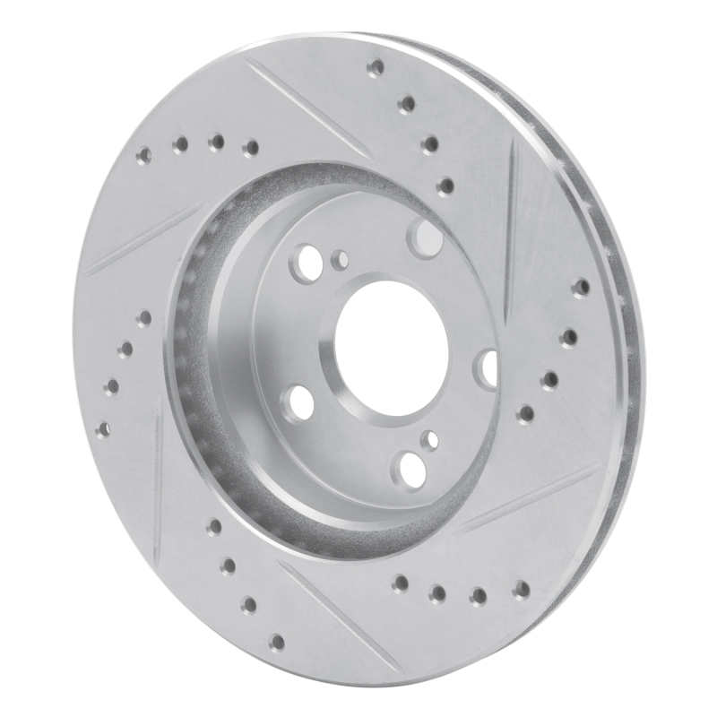 Toyota Prius Brake Rotor (1) - Front Left - R1 Concepts - Drilled & Slotted - Silver - `04-`09